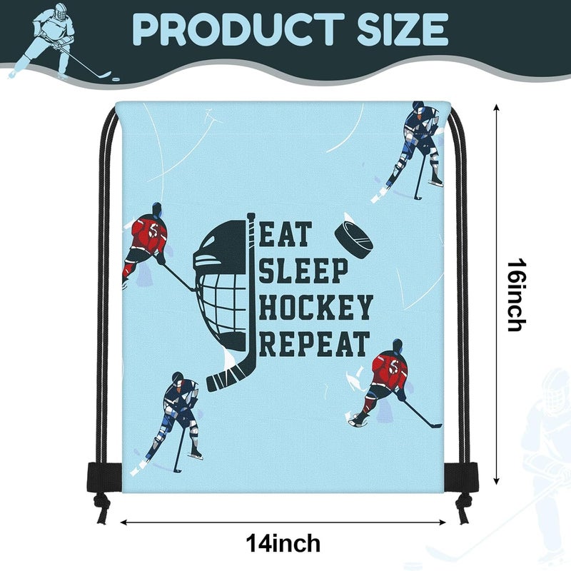 SilTriangle 24 Pcs Hockey Drawstring Bags Bulk 16 x 14 Inch Lightweight Sports Sack with Adjustable String Closure Gift Bags for Hockey Player Party Favors & Goodie for Sport Theme Event & Celebration - Image 2